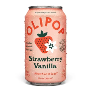 Soda prébiotique OLIPOP fraise vanille, canette de 355 ml