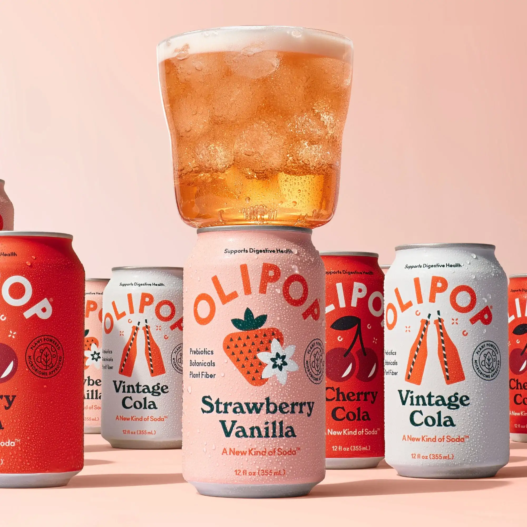 Soda prébiotique OLIPOP fraise vanille, canette de 355 ml – Image 3